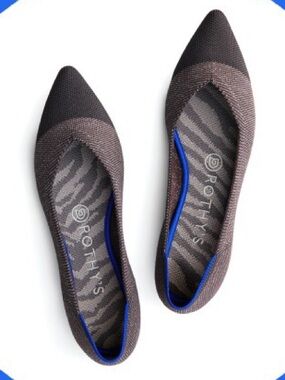 🆕 Rothy's The Point Metallic Cap Toe Knit Ballet Flat - 8 (retired style)